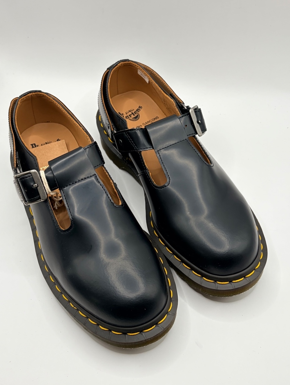 Dr. Martens x Comme des Garçons Black Leather Polly T Bar Mary Jane’s 9 Womens
